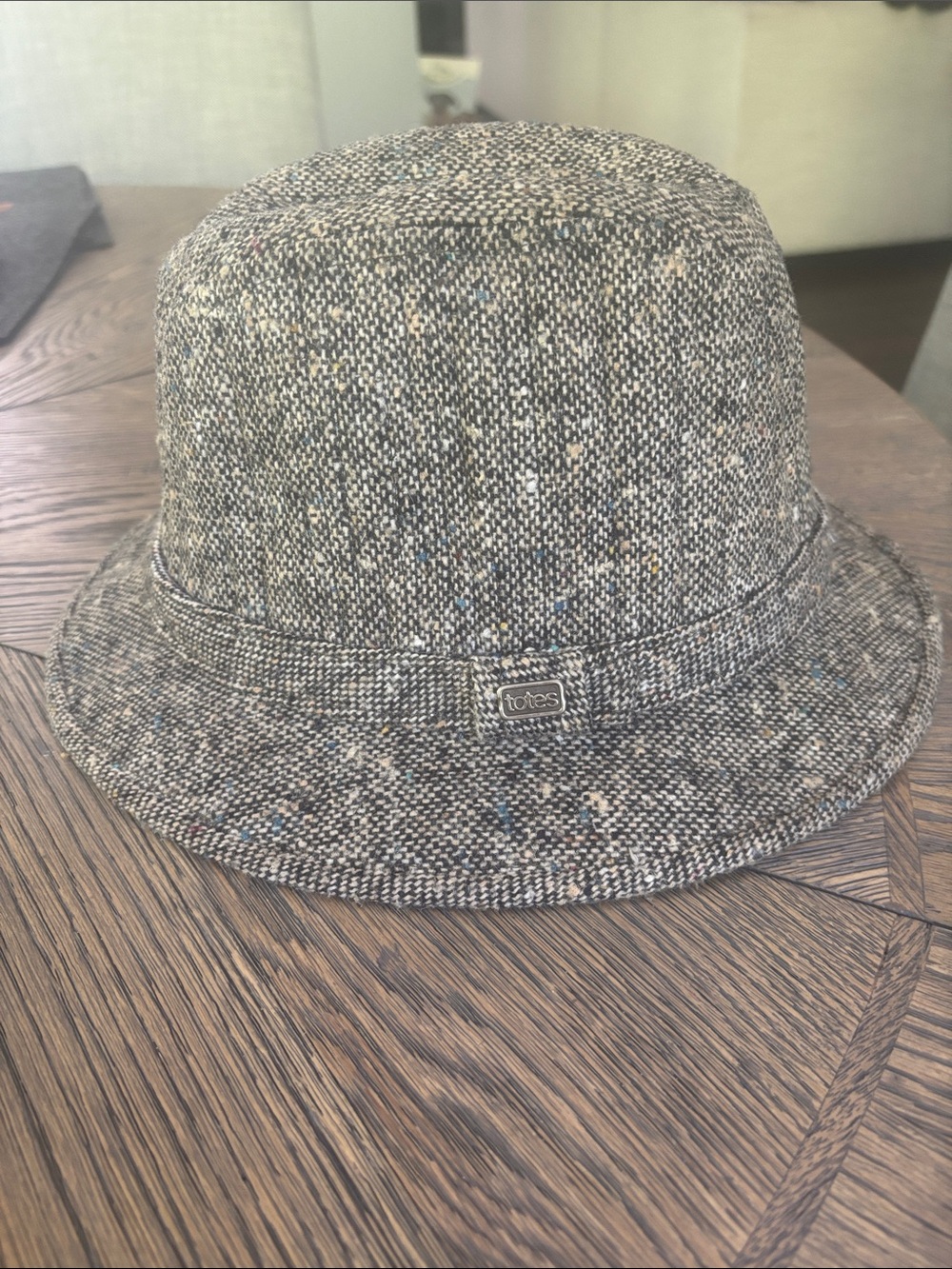 Vintage 70s/80s Totes "Rain Rolls Right Off" Tweed Bucket Hat - Size XL